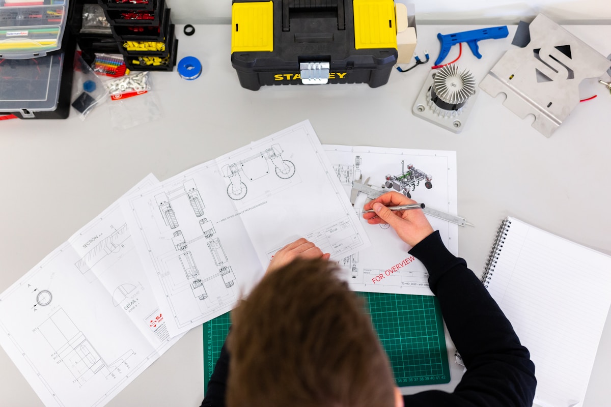 Specialist working with technical documents
